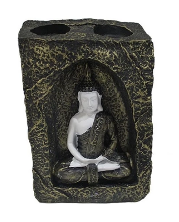 Gümüşi Buda Tealight Mumluk (21 cm) -Altın Rengi