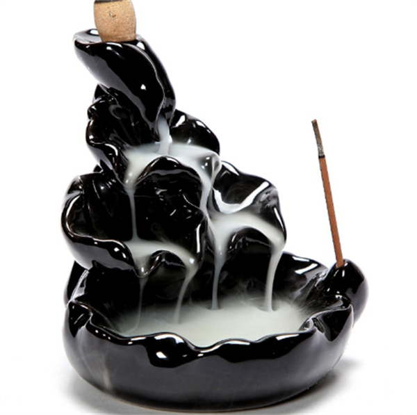 Siyah Seramik Geri Akışlı Tütsü Şelalesi (11 cm)