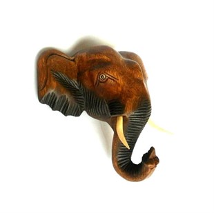 Afrika Fili Ahşap Duvar Dekoru (17 cm) / Mask