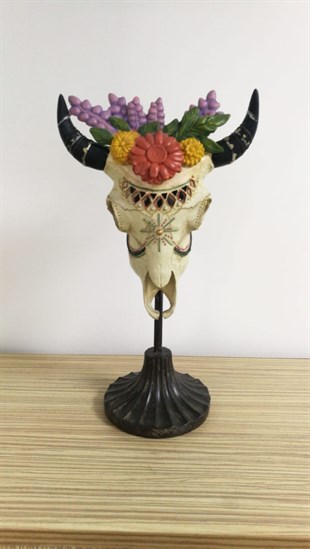 Bufalo Kafası Dekor - Çiçekli (36 cm * 20 cm *13 cm)