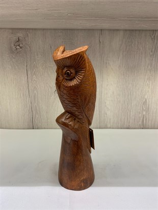 El Yapımı Ahşap Oymalı Baykuş (22 cm)