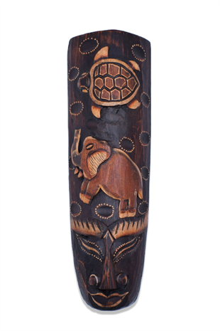 El Yapımı Orta Boy Hayvan Figürlü Ahşap Maske - 30 cm