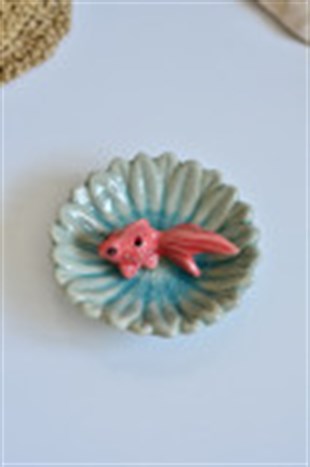 Koi Balıklı Seramik Tütsülük (10 cm)
