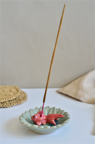 Koi Balıklı Seramik Tütsülük (10 cm)