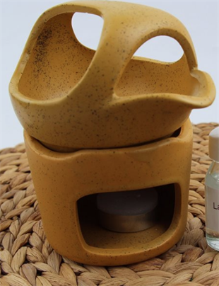 Mat Seramik İbrik Buhurdanlık (13 cm) - Sarı - Miamantra