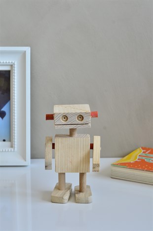 Montessori Boyanabilir Ahşap Robot Çocuk Oyuncağı / Montessori Oyuncak