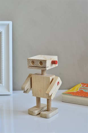 Montessori Boyanabilir Ahşap Robot Çocuk Oyuncağı / Montessori Oyuncak