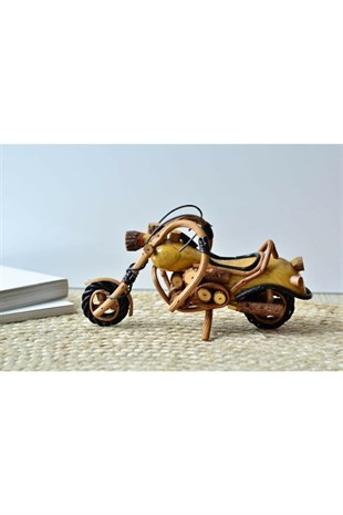 Rattan ve Ahşap Motosiklet (26 cm) - Miamantra