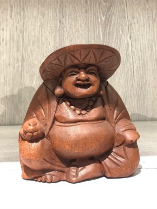 Şapkalı Gülen Buda Heykelciği (Küçük Boy 15 cm)