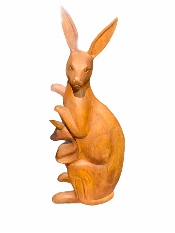 Yavrulu Ahşap Kanguru (45 cm)